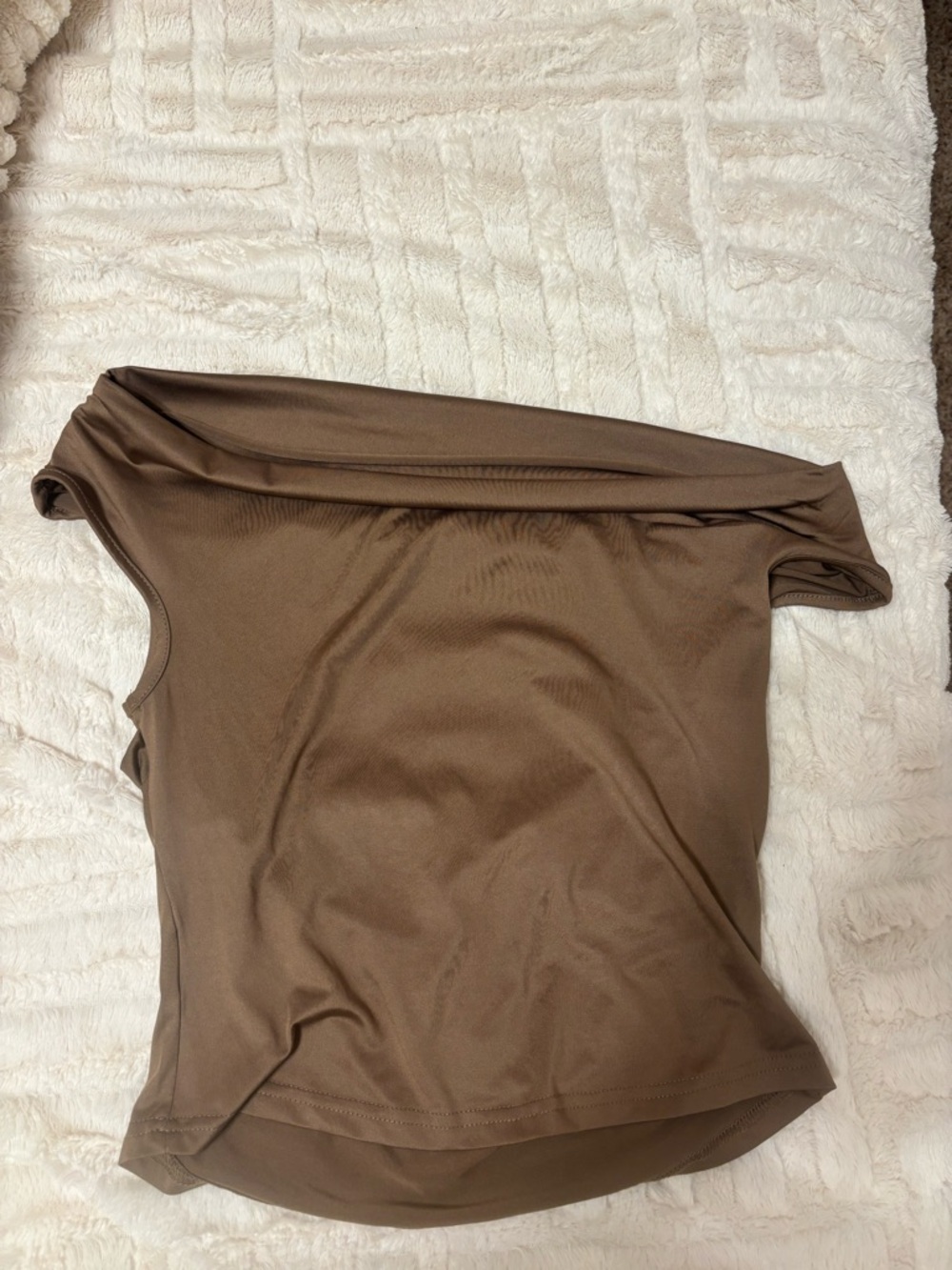 SHEIN Brown Strapless Off Shoulder Top
